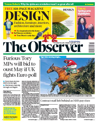 The Observer Newspaper Front Page for 7 April 2019