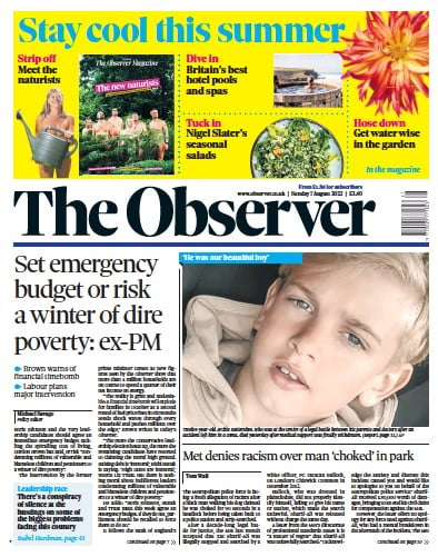 The Observer (UK) Newspaper Front Page for 7 August 2022