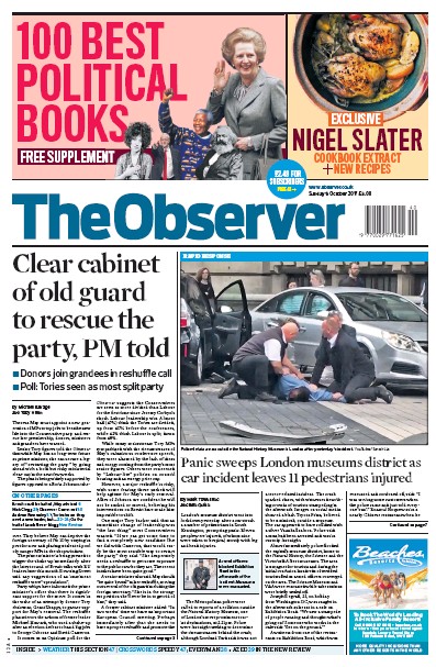 The Observer Newspaper Front Page for 8 October 2017