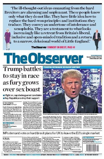 The Observer Newspaper Front Page for 9 October 2016