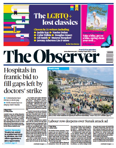 The Observer (UK) Newspaper Front Page for 9 April 2023