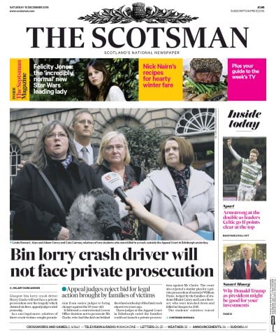 The Scotsman (UK) Newspaper Front Page for 10 December 2016