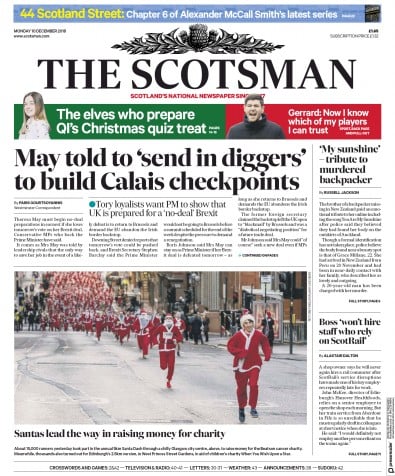 The Scotsman Newspaper Front Page for 10 December 2018