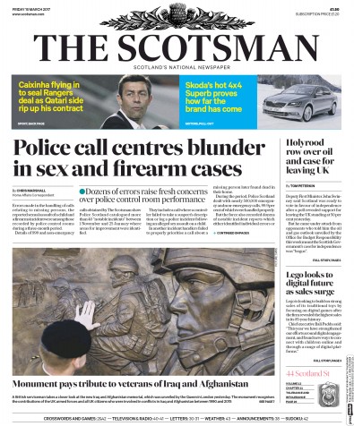The Scotsman Newspaper Front Page for 10 March 2017