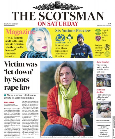 The Scotsman Newspaper Front Page for 10 March 2018