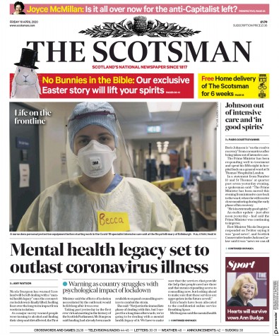 The Scotsman Newspaper Front Page for 10 April 2020