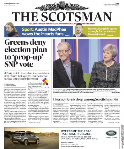 The Scotsman Newspaper Front Page for 10 May 2017
