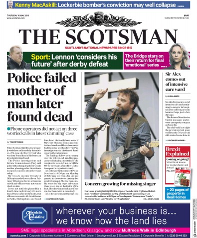 The Scotsman Newspaper Front Page for 10 May 2018
