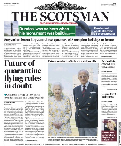 The Scotsman Newspaper Front Page for 10 June 2020