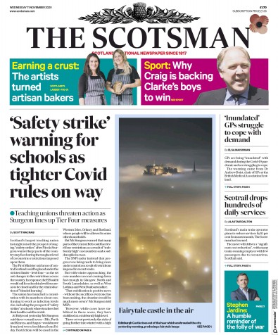 The Scotsman Newspaper Front Page for 11 November 2020