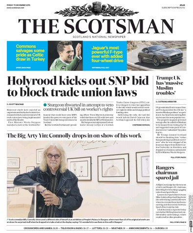 The Scotsman (UK) Newspaper Front Page for 11 December 2015