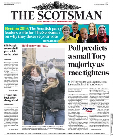 The Scotsman (UK) Newspaper Front Page for 11 December 2019