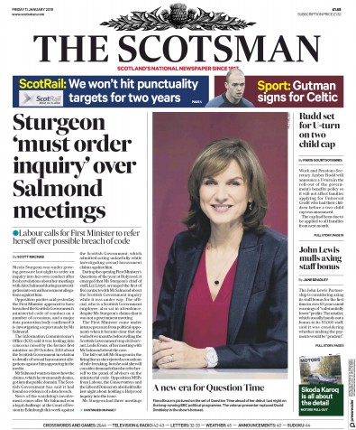 The Scotsman Newspaper Front Page for 11 January 2019