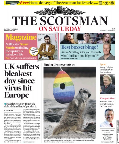 The Scotsman Newspaper Front Page for 11 April 2020