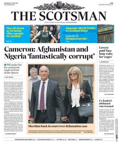 The Scotsman Newspaper Front Page for 11 May 2016