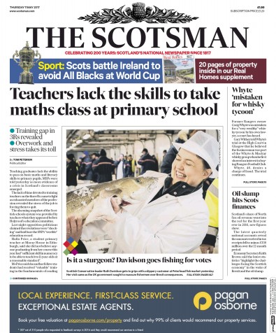 The Scotsman Newspaper Front Page for 11 May 2017