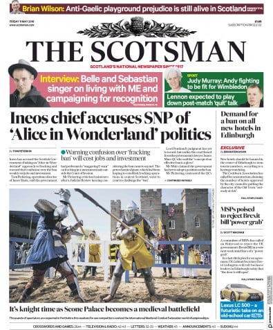 The Scotsman Newspaper Front Page for 11 May 2018