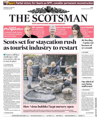 The Scotsman Newspaper Front Page for 11 June 2020
