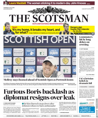 The Scotsman (UK) Newspaper Front Page for 11 July 2019