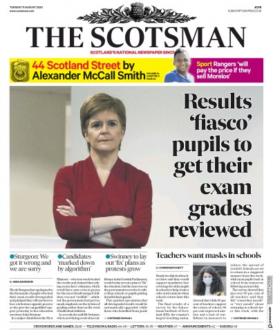 The Scotsman Newspaper Front Page for 11 August 2020