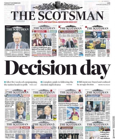 The Scotsman Newspaper Front Page for 12 December 2019