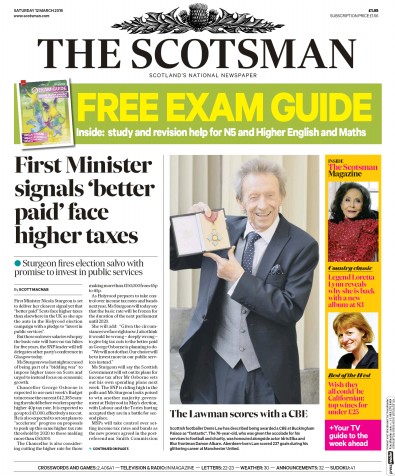 The Scotsman Newspaper Front Page for 12 March 2016
