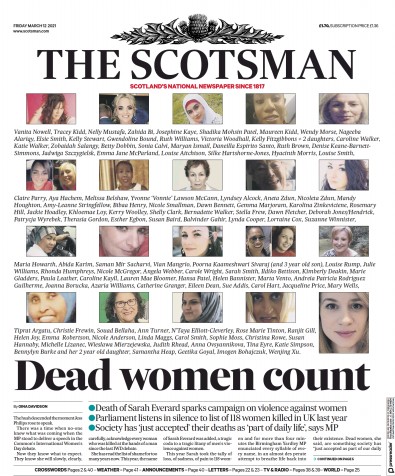 The Scotsman (UK) Newspaper Front Page for 12 March 2021