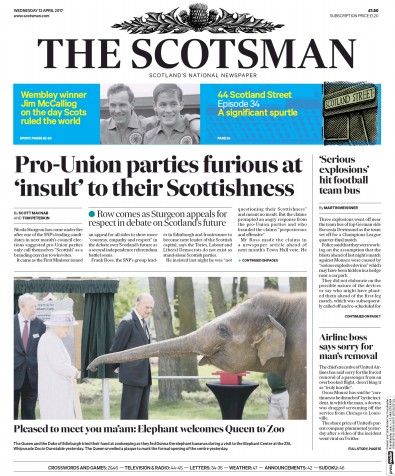 The Scotsman Newspaper Front Page for 12 April 2017