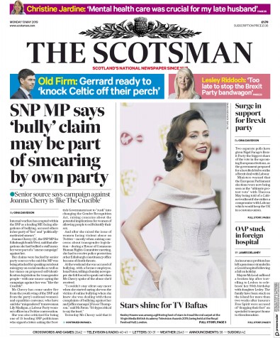 The Scotsman Newspaper Front Page for 13 May 2019