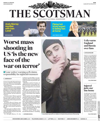 The Scotsman Newspaper Front Page for 13 June 2016