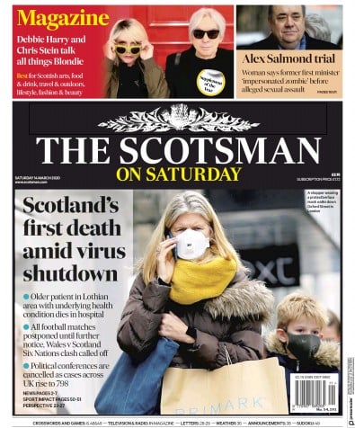 The Scotsman Newspaper Front Page for 14 March 2020