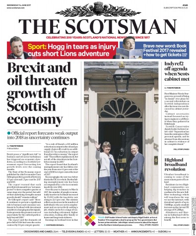 The Scotsman Newspaper Front Page for 14 June 2017