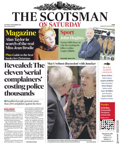 The Scotsman Newspaper Front Page for 15 December 2018