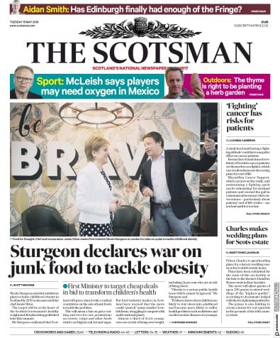 The Scotsman Newspaper Front Page for 15 May 2018