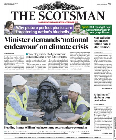 The Scotsman Newspaper Front Page for 15 May 2019