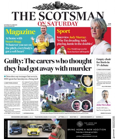The Scotsman Newspaper Front Page for 15 June 2019