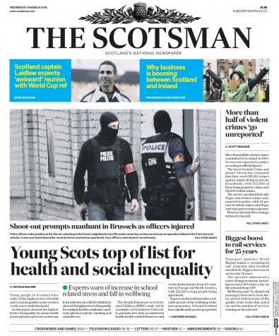 The Scotsman Newspaper Front Page for 16 March 2016