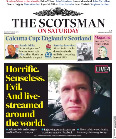 The Scotsman Newspaper Front Page for 16 March 2019
