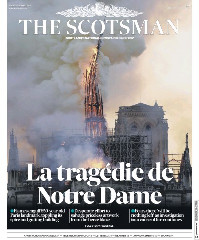 The Scotsman Newspaper Front Page for 16 April 2019