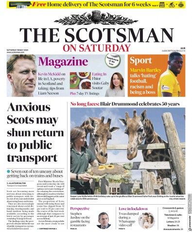 The Scotsman Newspaper Front Page for 16 May 2020