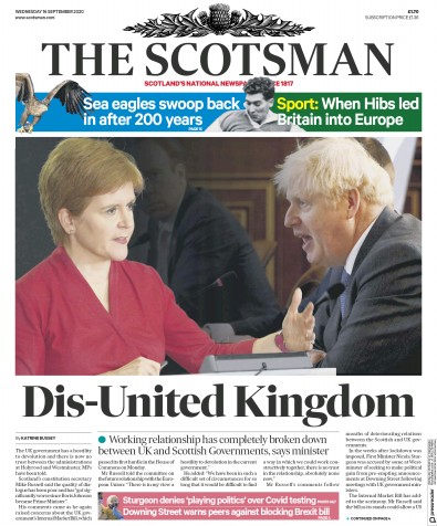 The Scotsman Newspaper Front Page for 16 September 2020