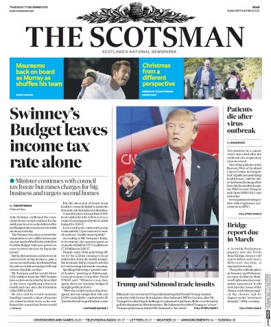 The Scotsman (UK) Newspaper Front Page for 17 December 2015