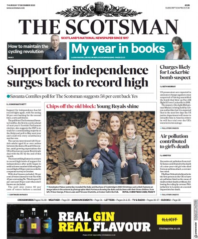 The Scotsman (UK) Newspaper Front Page for 17 December 2020