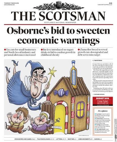 The Scotsman Newspaper Front Page for 17 March 2016