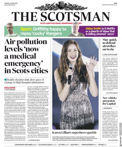 The Scotsman Newspaper Front Page for 17 April 2018