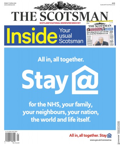 The Scotsman Newspaper Front Page for 17 April 2020