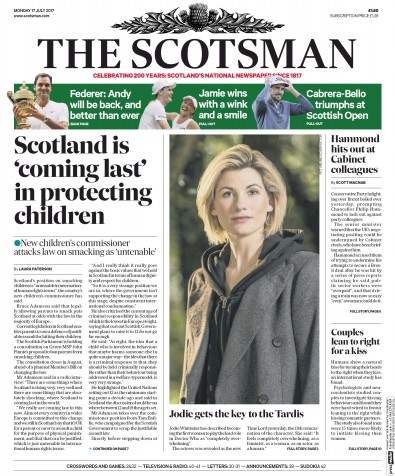 The Scotsman Newspaper Front Page for 17 July 2017