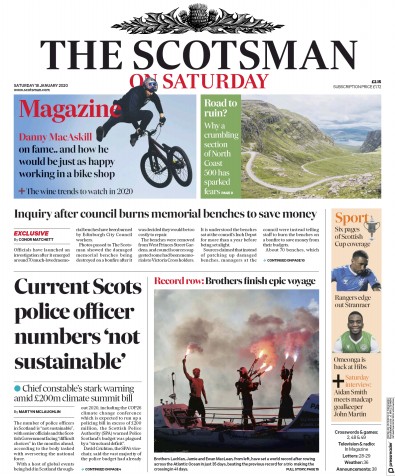 The Scotsman Newspaper Front Page for 18 January 2020