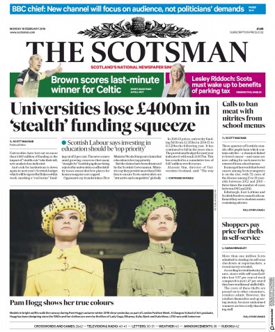 The Scotsman Newspaper Front Page for 18 February 2019