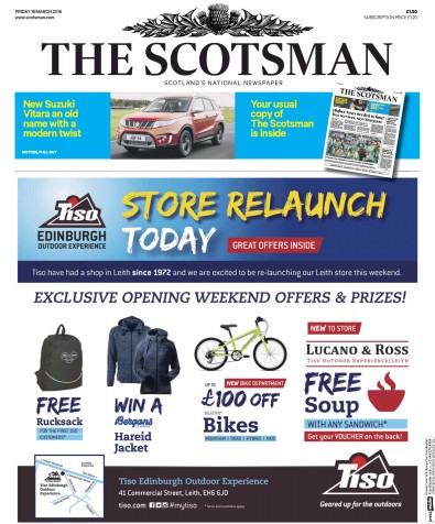 The Scotsman (UK) Newspaper Front Page for 18 March 2016